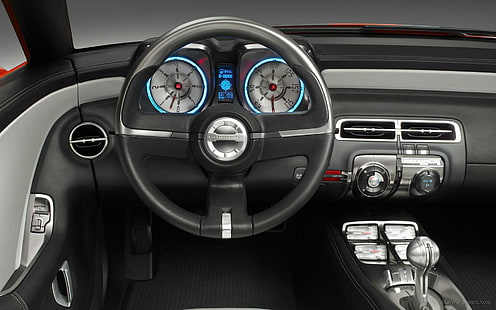 Chevrolet Camaro Convertible Concept Interior, черный автомобильный салон, интерьер, концепт, chevrolet, camaro, кабриолет, автомобили, HD обои HD wallpaper