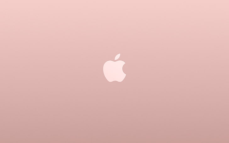 logo, apel, merah muda, mawar, emas, putih, minimal, ilustrasi, seni, Wallpaper HD