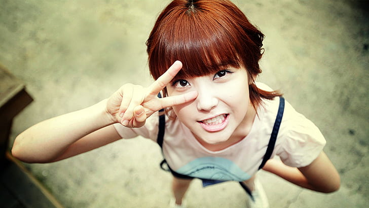 K-pop, wanita, Asia, penyanyi, berambut merah, mata cokelat, IU, Wallpaper HD