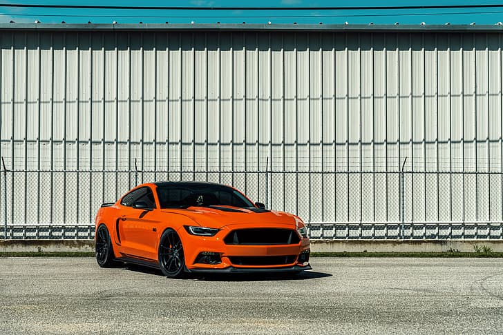 Mustang, Ford, Orange, HD wallpaper