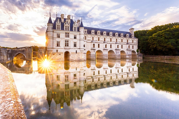 Castles, Château De Chenonceau, Building, Castle, France, Reflection, HD wallpaper