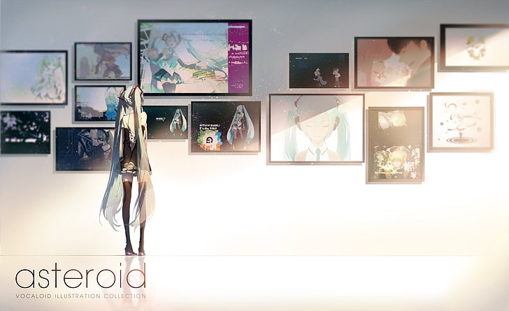 anime, dress, hatsune, headphones, miku, rella, thighhighs, vocaloid, HD wallpaper