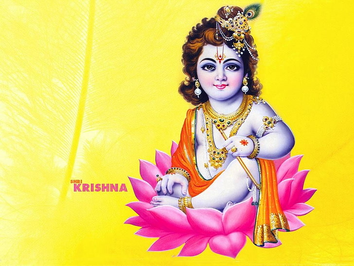 Честит Джанамаштми, илюстрация на Кришна, Фестивали / Празници, Джанмаштами, лорд Кришна, HD тапет