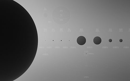 scienza, pianeta, spazio, monocromatico, infografica, Sfondo HD HD wallpaper
