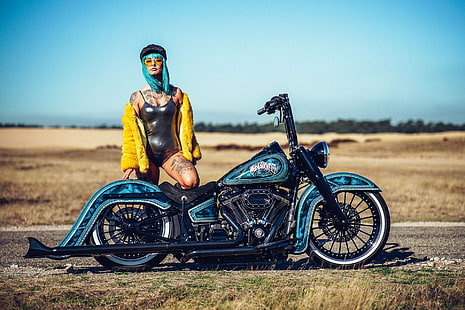Motociclette, ragazze e motocicli, motociclette personalizzate, Harley-Davidson, Thunderbike Customs, donna, Sfondo HD HD wallpaper