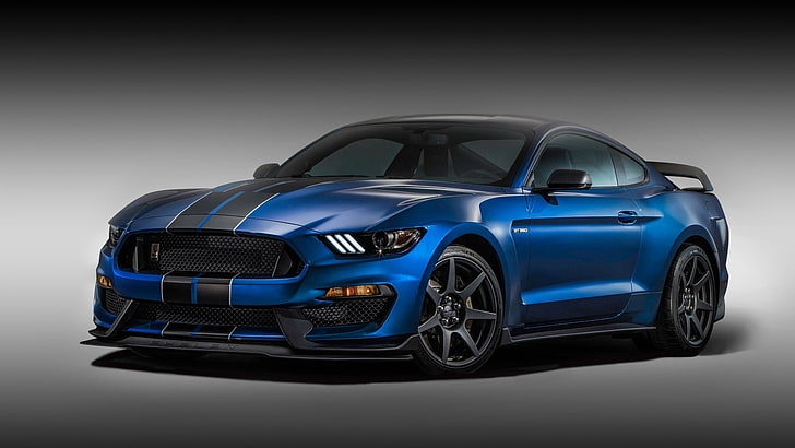 azul e preto Ford Shelby GT-500, Ford, Ford Mustang, Shelby GT350, HD papel de parede