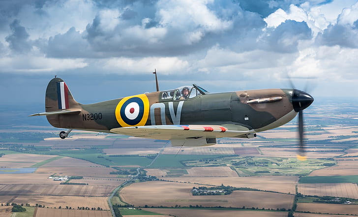 gånger, andra världskriget, brittisk fighter, Spitfire Mk1a, HD tapet