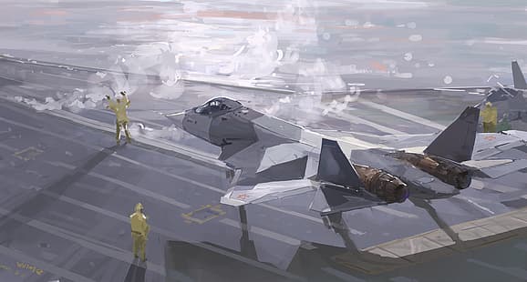 XilmO, Sukhoi Su-57, samoloty wojskowe, lotnisko, Tapety HD HD wallpaper