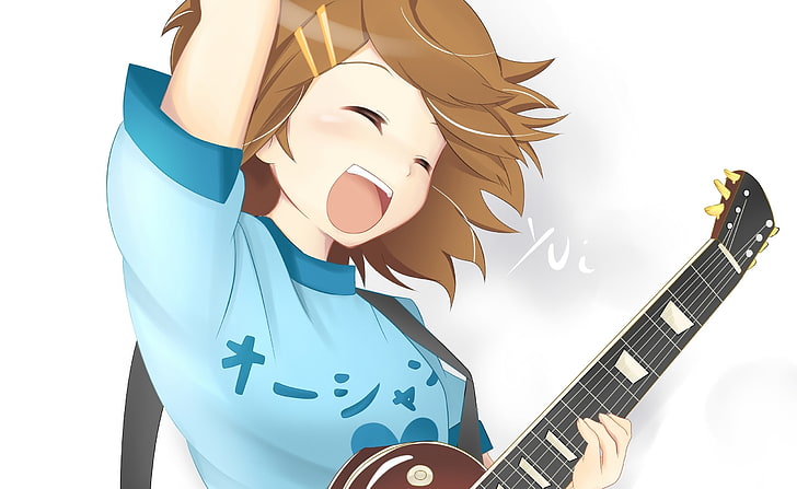 K ON! Yui, red-haired girl playing guitar animated character wallpaper, Artistic, Anime, HD wallpaper