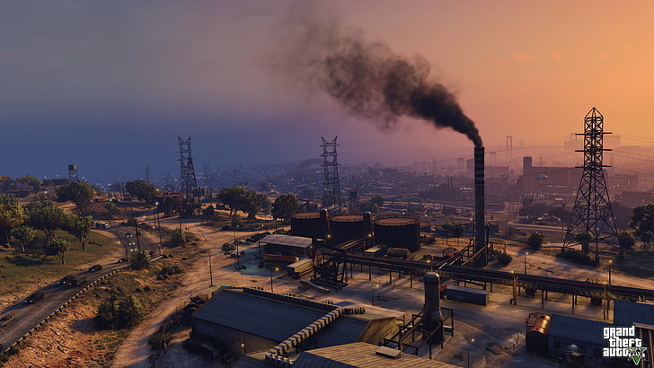 المصنع ، المساء ، Grand Theft Auto V ، Los Santos ، gta 5، خلفية HD