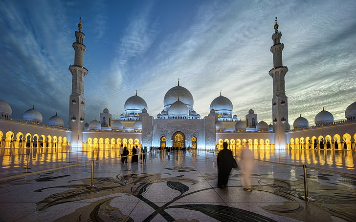 Sheikh Zayed Grand Mosque Centre Abu Dhabi Bellissima fotografia nella notte Sfondi desktop gratis per tablet e cellulare Download 5200 × 3250, Sfondo HD