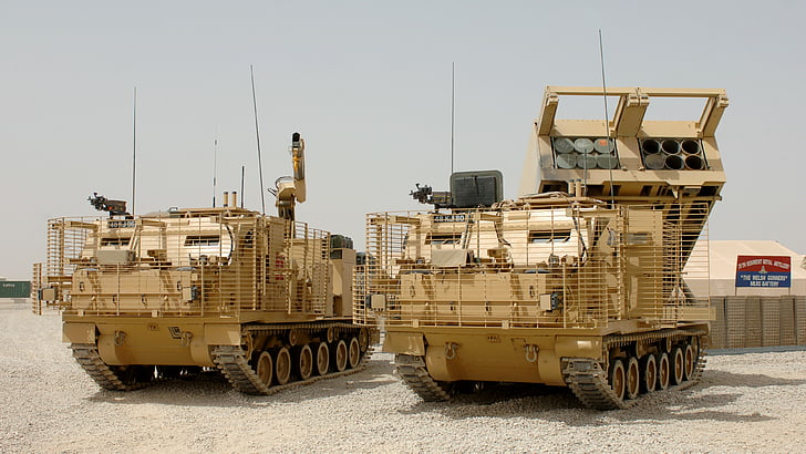 MLRS, M270, Sistema de lanzamiento múltiple de cohetes, misil, Ejército de EE. UU., Afganistán, M270A1, Fondo de pantalla HD