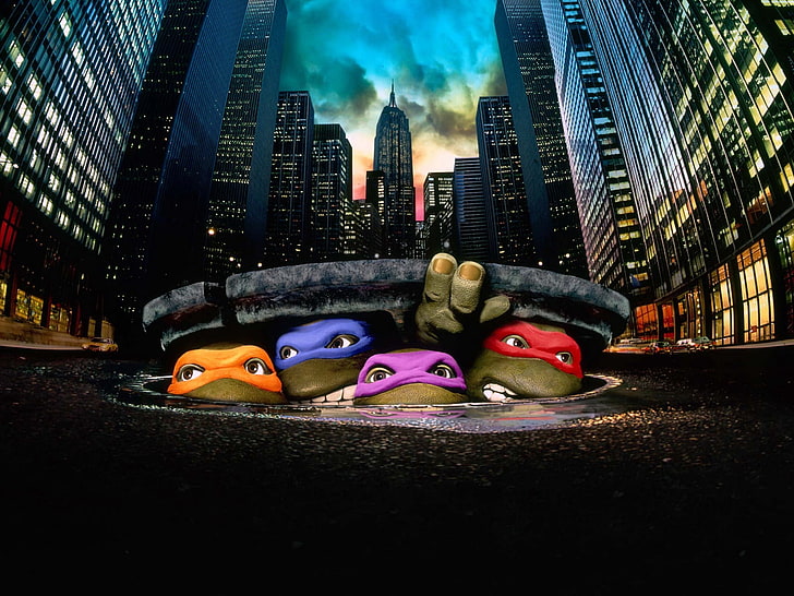 TMNT digitale Tapete, mutierte Ninja-Schildkröten im Teenageralter, Leonardo, Raffael, Michelangelo, Donatello, HD-Hintergrundbild