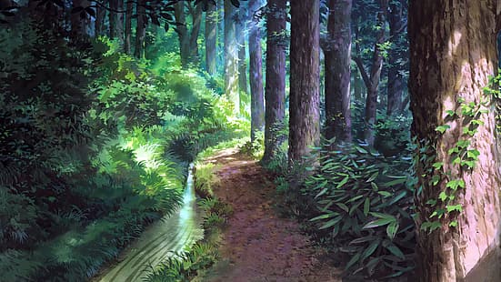 Si alza il vento, film d'animazione, fotogrammi, anime, animazione, Studio Ghibli, Hayao Miyazaki, foresta, alberi, piante, Sfondo HD HD wallpaper