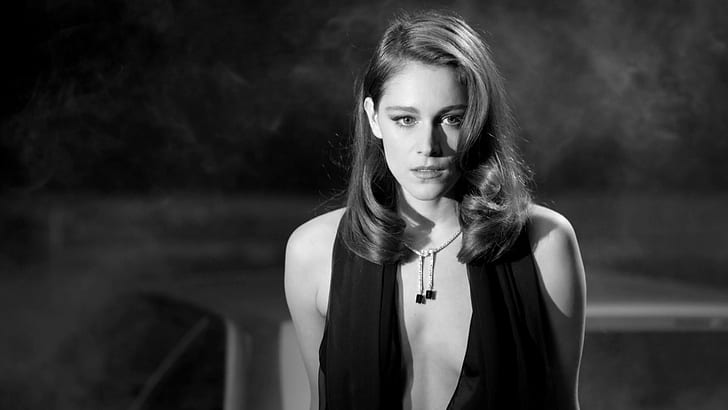 Actresses, Ariane Labed, Actress, Black and White, Celebrity, Girl, Necklace, Woman, HD wallpaper