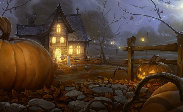 halloween, holiday, night, home, light, pumpkin, lantern jack, halloween, holiday, night, home, light, pumpkin, lantern jack, HD wallpaper