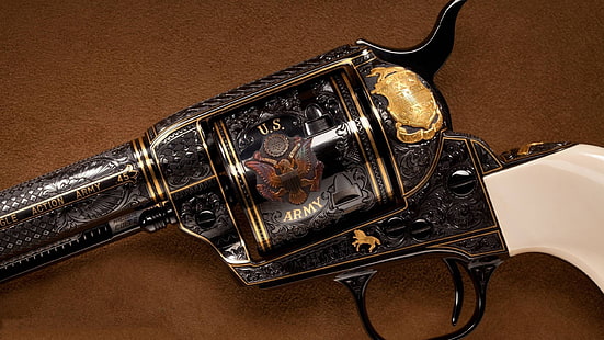 Schwarzweiss-Revolver, Armee, Gewehr, Revolver, Waffe, HD-Hintergrundbild HD wallpaper