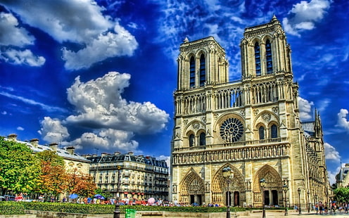 Cathédrale Notre Dame de Paris, cathédrale de Bristol, cathédrale, Notre Dame, HDR, fond d'écran, Fond d'écran HD HD wallpaper
