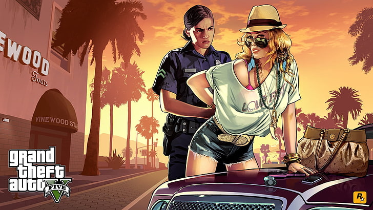GTA V digital wallpaper, Grand Theft Auto V, Rockstar Games, video games, HD wallpaper