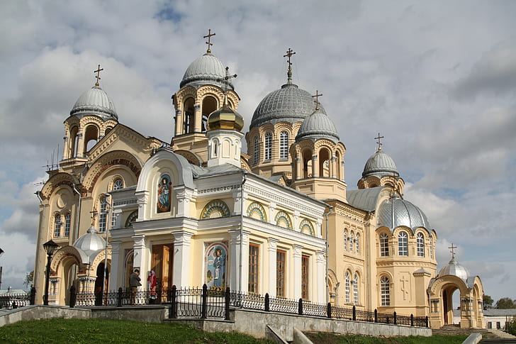 Verkhoturye, Cross, Cathedral, Church, St nicholas, Architecture, Dome, Paintings, Carvings, HD wallpaper