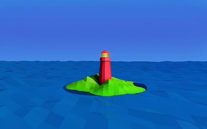 low poly, lighthouse, HD wallpaper