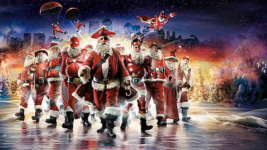 изкуство, Коледа, Клаус, дигитално, забавно, пародия, пирати, Санта, супергерои, HD тапет HD wallpaper