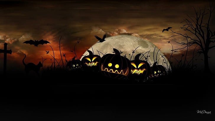 Night Scares, crow, uncanny, raven, ghastly, spectral, dead tree, haunting, halloween, horrifying, terrifying, HD wallpaper
