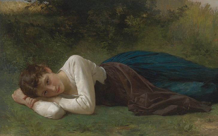 Estancia, 1880, pintor francés, William-Adolphe Bouguereau, el resto, Fondo de pantalla HD