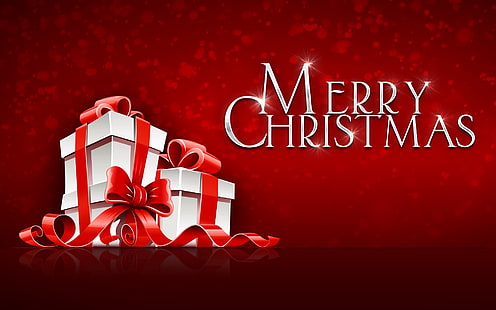 Merry Christmas gift boxes digital wallpaper, christmas, holiday, greetings, winter, new year, HD wallpaper HD wallpaper