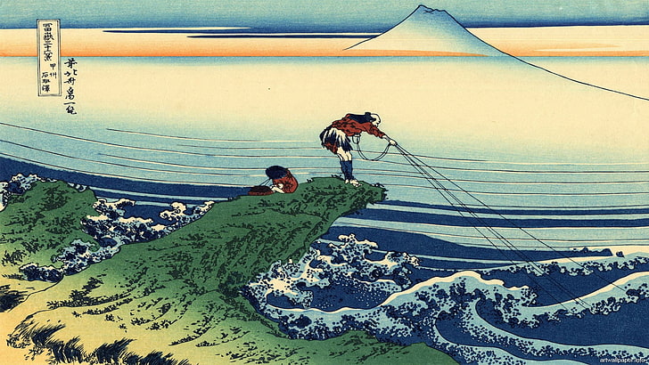 Hokusai, landskap, Japan, träblock, HD tapet