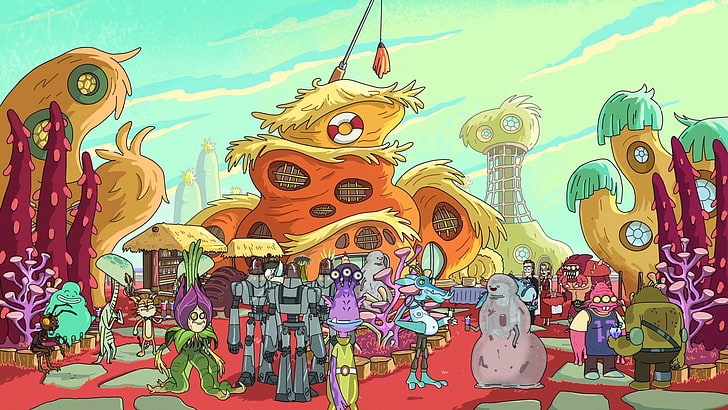 personajes robot, Rick y Morty, Adult Swim, dibujos animados, Squanchy, Fondo de pantalla HD