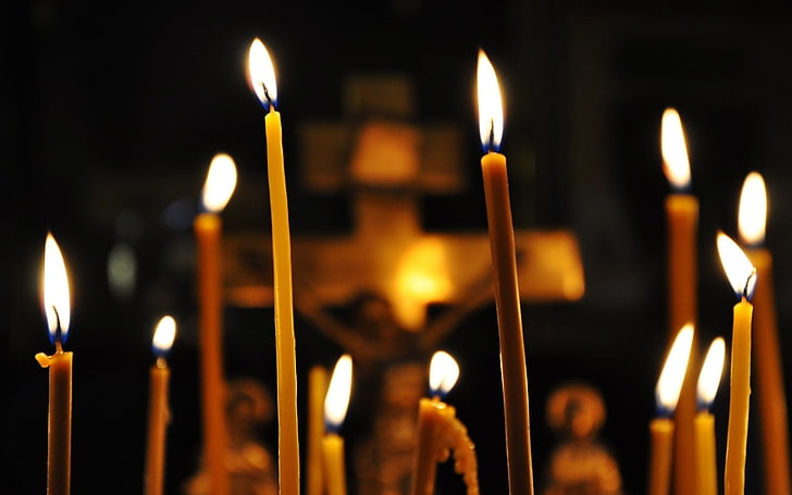 candelieri marroni e gialli, religiosi, cristiani, Cristo, Dio, Gesù, Sfondo HD