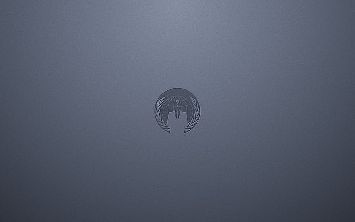 logo bulat abu-abu, Anonim, peretas, Wallpaper HD