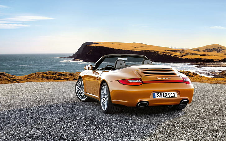 Porsche 911 Carrera 4 Cabriolet 2, coupé naranja, cabriolet, porsche, carrera, autos, Fondo de pantalla HD