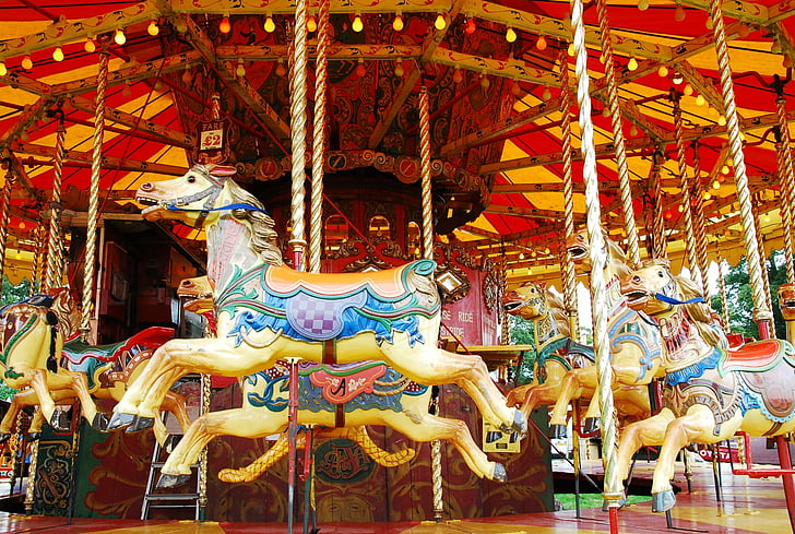 Synthétique, cheval, carrousel, merry-go-'round, Fond d'écran HD