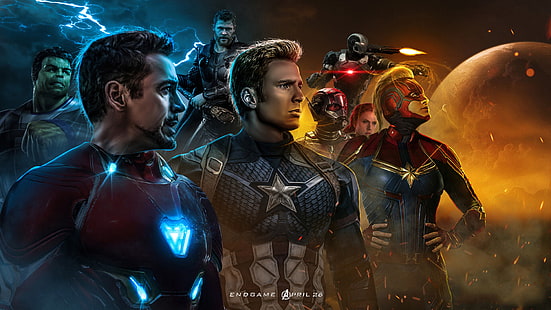 The Avengers, Avengers Endgame, Ant-Man, Black Widow, Captain America, Captain Marvel, Hulk, Iron Man, Thor, War Machine, HD tapet HD wallpaper