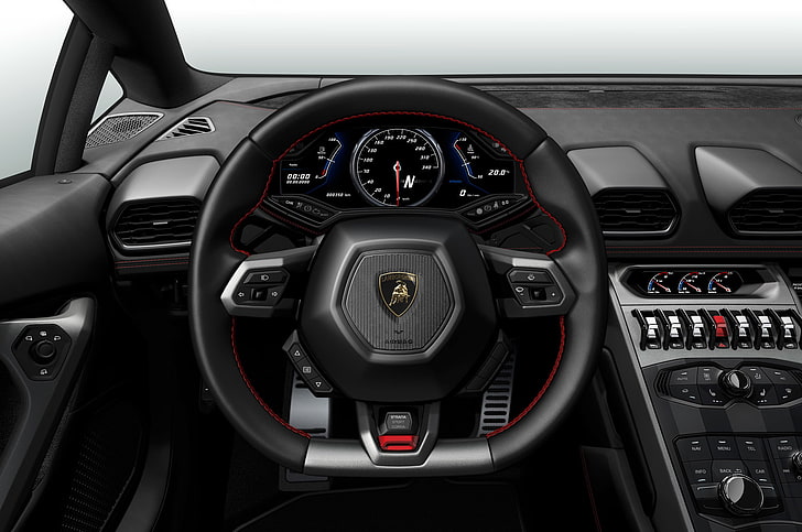 schwarzes Auto Lenkrad, Lamborghini, Salon, Interieur, Veneno, HD-Hintergrundbild