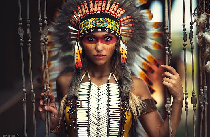 Kızılderili kız, Kızılderili kıyafetleri dijital duvar kağıdı, kızlar giyen kadın, HD masaüstü duvar kağıdı