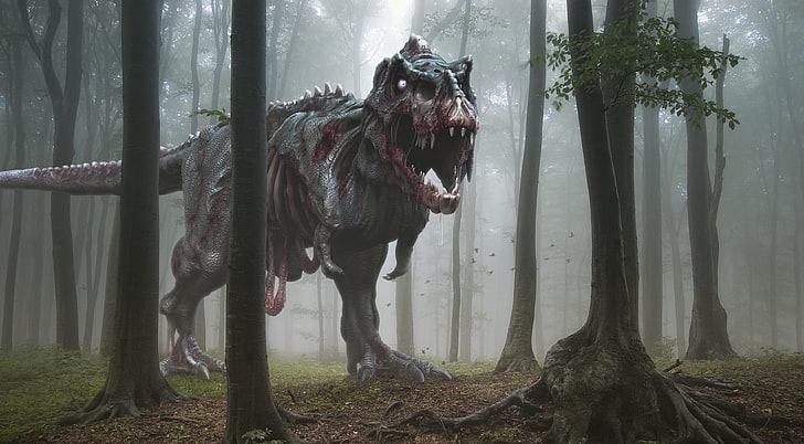 Oscuro, Zombi, Tyrannosaurus Rex, Fondo de pantalla HD