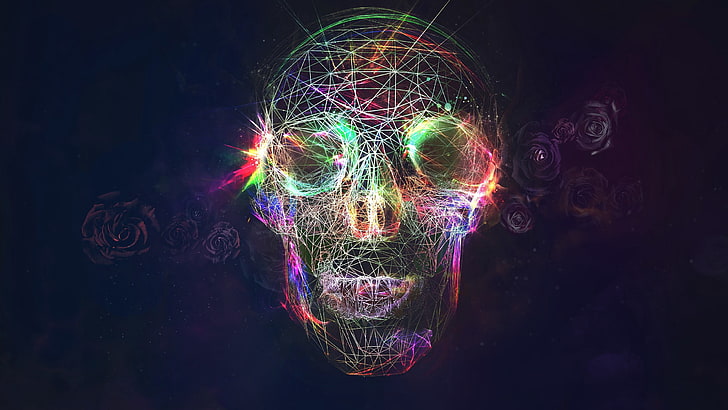 skull wallpaper, skull, abstract, bright, background, HD wallpaper