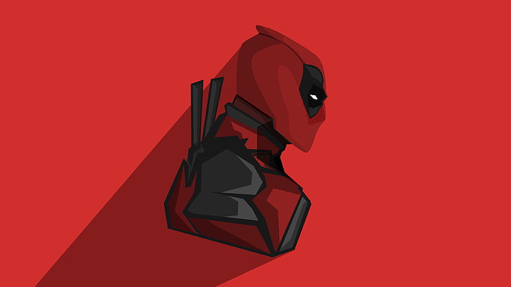 Deadpool, Deadpool 2, Universo Cinematográfico Marvel, Marvel Comics, super-herói, minimalismo, vermelho, fundo vermelho, HD papel de parede