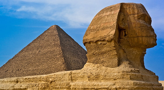 Egypten, sfinx, pyramid, Egypten, sfinxen, en skulptur, pyramid, HD tapet HD wallpaper