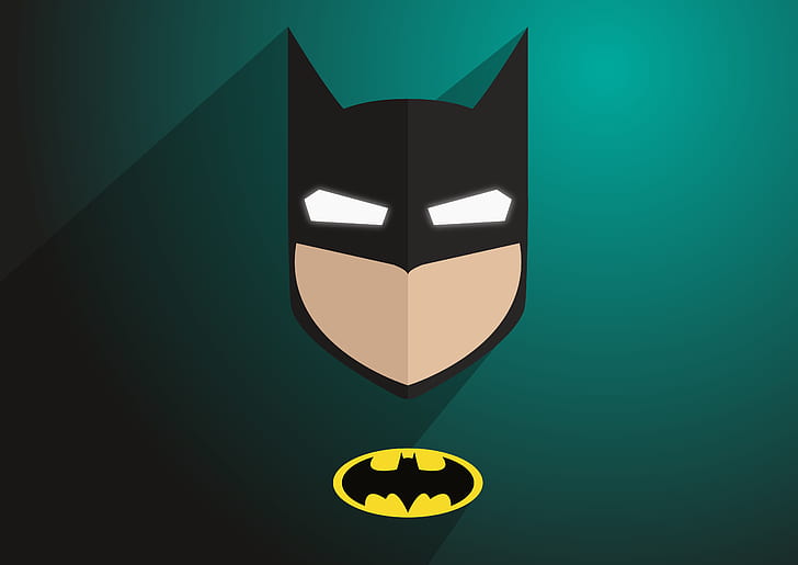 バットマンのロゴ、ミニマリズム、輝く目、マスク、 HDデスクトップの壁紙