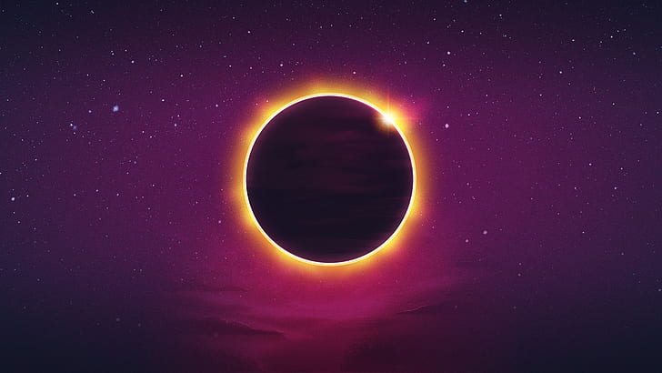 The sun, Minimalism, Music, Stars, Planet, Background, Eclipse, Synth, Retrowave, Synthwave, New Retro Wave, Futuresynth, Sintav, Retrouve, Outrun, HD wallpaper