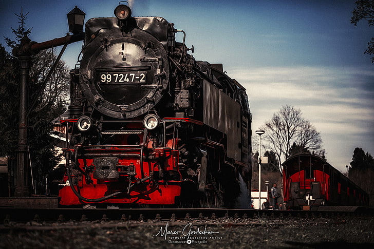 Marco Gosdschan, steam locomotive, vehicle, train, HD wallpaper