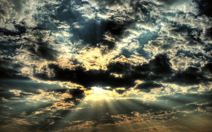 HDR, Sonnenlicht, Himmel, Wolken, Sonnenstrahlen, HD-Hintergrundbild