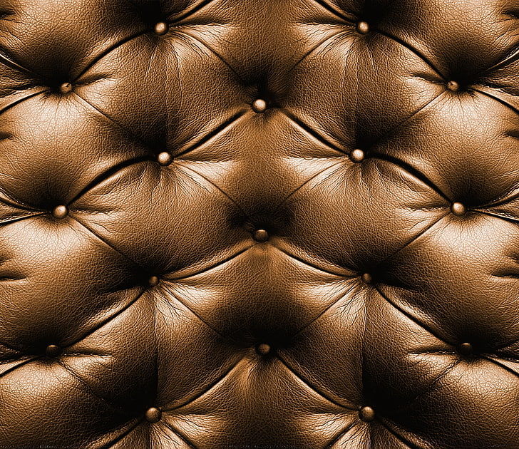 tufted brown leather cushion, background, texture, leather, upholstery, luxury, HD wallpaper