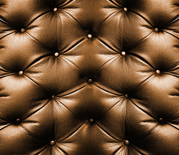 тафтинговая коричневая кожаная подушка, фон, текстура, кожа, обивка, роскошь, HD обои HD wallpaper