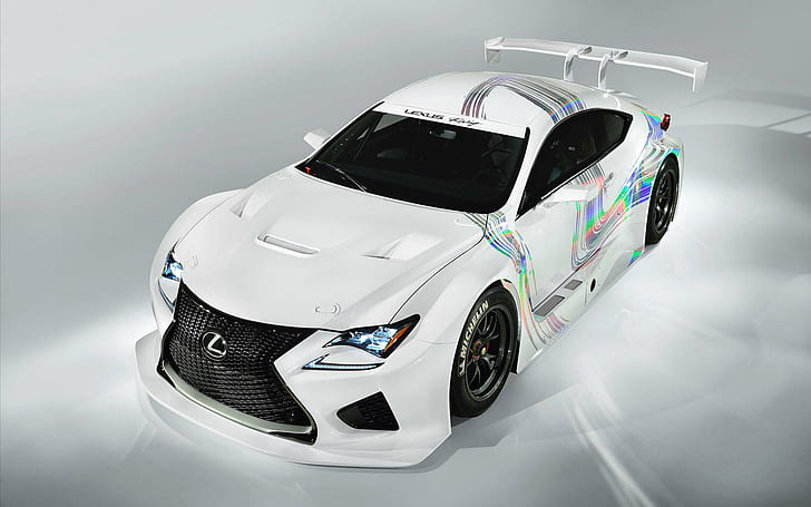 2014 Lexus RC F GT3 Concept, белый гоночный автомобиль lexus, концепт, lexus, 2014, автомобили, HD обои