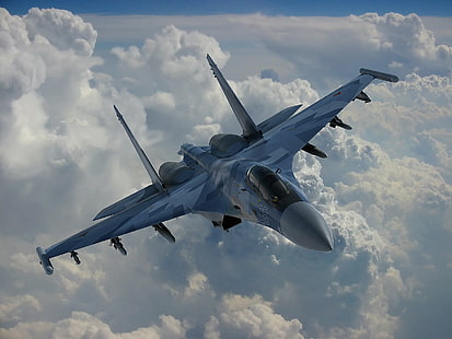 combatiente, jet, militar, rusia, ruso, su 35, su35, sukhoi, Fondo de pantalla HD HD wallpaper